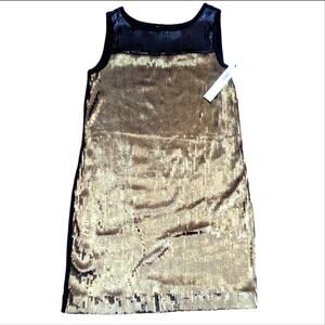 DKNYC Sequin Bronze Black Color Block Mini Cocktail Party Dress NWT